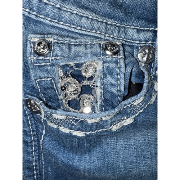 Miss Me Cuffed Skinny Jeans Womens 26 Light Wash‎ Embellished Denim Western - Picture 8 of 15